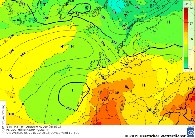 Bild 850hPa Karte 20190626