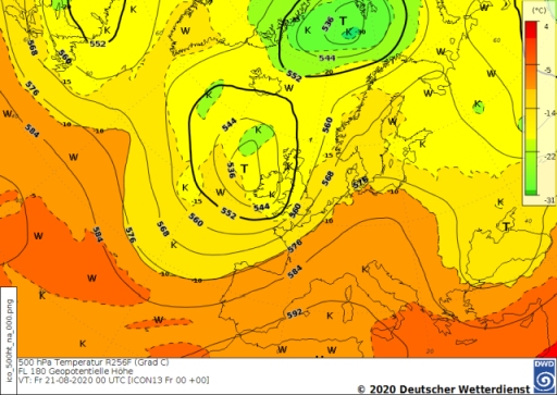 500 hPa Karte 20200821