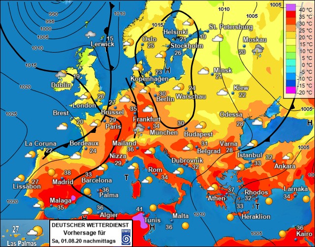 Farbkarte Wetterlage Europa 20200801