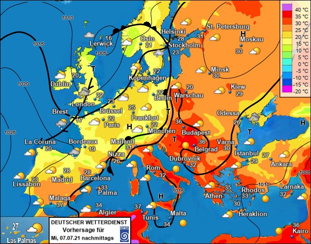 Wetterkarte Europa 20210707