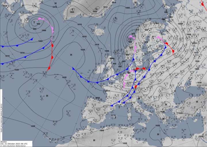 Bodenwetterkarte DWD 20211021