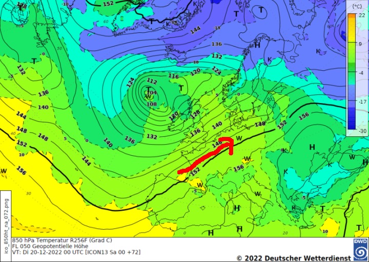 Bild 850hPa Karte 20221217